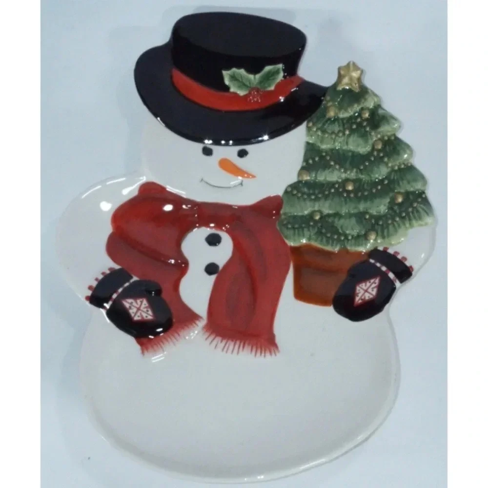 Harry and David Christmas Holiday Snowman Platter